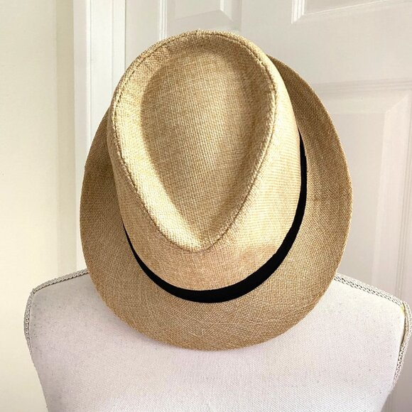 Mens' Straw Fedora Black Ribbon Hat Havana Dapper Spring Summer Accessory - Picture 8 of 9